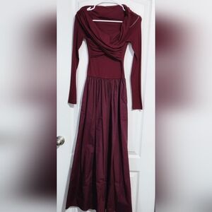 Long Sleeve Burgundy Maxi Dress